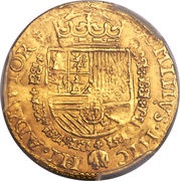 1 Gold Real - Philip II with ANG, Netherlands, 1557-1560 reverse image