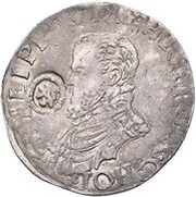 ⅕ Daalder "⅕ Philipsdaalder" - Philip II Countermark A13.2 obverse image