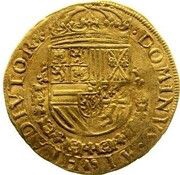 1 Gold Real - Philip II with ANG, Netherlands, 1557-1560 reverse image