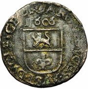 1 Duit - Albert and Isabella, Netherlands, 1606-1611 reverse image