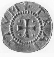 Denier - Conrad Utrecht ; cross, Netherlands, 1076-1099 reverse image