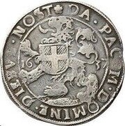 Daalder "Leeuwendaalder" Lion with shield divides date, Netherlands, 1637-1639 reverse image