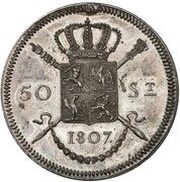 50 Stuivers - Louis Napoleon Pattern, Netherlands, 1807 reverse image