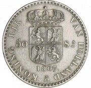 50 Stuivers - Louis Napoleon Pattern; Tin reverse image