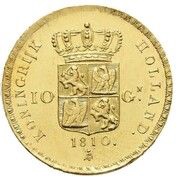 10 Gulden - Louis Napoleon, Netherlands, 1808-1810 reverse image