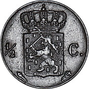 ½ Cent - Willem I, Netherlands, 1818-1837 reverse image