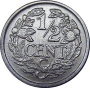 ½ Cent - Wilhelmina, Netherlands, 1909-1940 reverse image