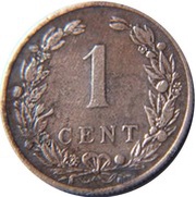 1 Cent - Wilhelmina "KONINKRIJK", Netherlands, 1901 reverse image