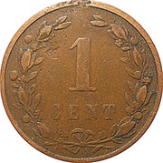 1 Cent - Wilhelmina "KONINGRIJK", Netherlands, 1901 reverse image