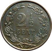 2½ Cents - Willem III / Wilhelmina, Netherlands, 1877-1898 reverse image