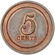 5 Cents - Willem III Pattern, Netherlands, 1851 reverse image