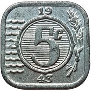 5 Cents - German Occupation, Netherlands, 1941-1943 reverse image