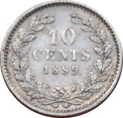 10 Cents - Willem III, Netherlands, 1849-1890 reverse image
