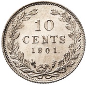 10 Cents - Wilhelmina, Netherlands, 1898-1901 reverse image