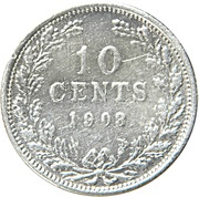 10 Cents - Wilhelmina, Netherlands, 1903 reverse image