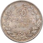 10 Cents - Wilhelmina, Netherlands, 1904-1906 reverse image