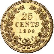 25 Cents - Wilhelmina Pattern, Netherlands, 1903 reverse image