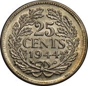 25 Cents - Wilhelmina, Netherlands, 1926-1945 reverse image