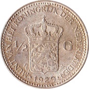 ½ Gulden - Wilhelmina, Netherlands, 1921-1930 reverse image