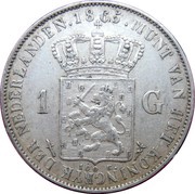 1 Gulden - Willem III, Netherlands, 1850-1867 reverse image