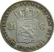 2½ Gulden - Willem II, Netherlands, 1841-1849 reverse image