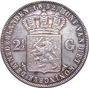 2½ Gulden - Willem III, Netherlands, 1849-1874 reverse image