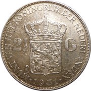 2½ Gulden - Wilhelmina, Netherlands, 1929-1940 reverse image