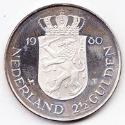 2½ Gulden - Beatrix Investiture of New Queen, Netherlands, 1980 reverse image