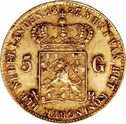 5 Gulden - Willem I, Netherlands, 1826-1827 reverse image