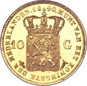 10 Gulden - Willem I, Netherlands, 1818-1840 reverse image