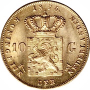10 Gulden - Willem III, Netherlands, 1875 reverse image