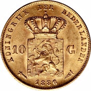 10 Gulden - Willem III, Netherlands, 1876-1889 reverse image