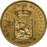 10 Gulden - Wilhelmina I, Netherlands, 1898 reverse image