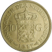 10 Gulden - Wilhelmina, Netherlands, 1911-1923 reverse image