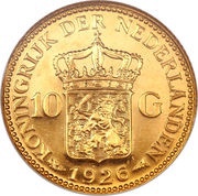 10 Gulden - Wilhelmina, Netherlands, 1925-1933 reverse image