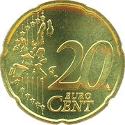 20 Euro Cents - Beatrix 1st map reverse image