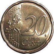 20 Euro Cents - Beatrix 2nd map reverse image