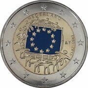 2 Euros 30 Years of European Union Flag - Blue Flag obverse image