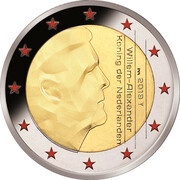 2 Euros - Willem-Alexander Maastricht red star; Coloured obverse image
