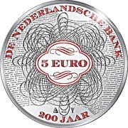 5 Euros - Willem-Alexander 200th anniversary of The Dutch Bank, Netherlands, 2014 reverse image