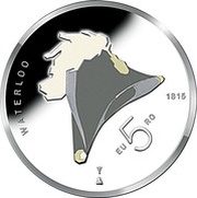 5 Euros The Battle of Waterloo; Silver, colorized, Netherlands, 2015 reverse image