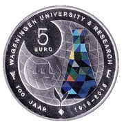5 Euros - Willem-Alexander University of Wageningen (colored - Earth, Netherlands, 2018 reverse image