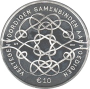 10 Euros - Willem-Alexander 50th Birthday, Netherlands, 2017 reverse image