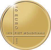10 Euros Piet Mondrian, Netherlands, 2022 reverse image