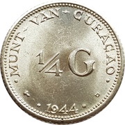 ¼ Gulden - Wilhelmina, Netherlands, 1944-1947 reverse image