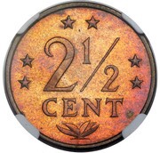 2½ Cents - Juliana Pattern, Netherlands, 1969 reverse image
