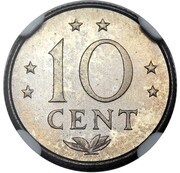 10 Cents - Juliana Pattern, Netherlands, 1969 reverse image