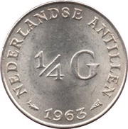 ¼ Gulden - Juliana, Netherlands, 1954-1970 reverse image