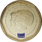 5 Gulden - Willem-Alexander / Beatrix Curacao flag obverse image
