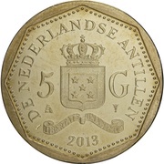 5 Gulden - Willem-Alexander / Beatrix Sint-Maarten flag, Netherlands, 2013 reverse image